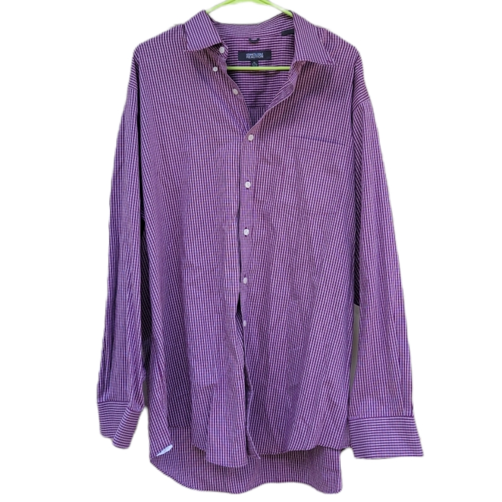 Kenneth Cole Reaction Mens Purple Plaid Longsleeve Button Down Shirt XL